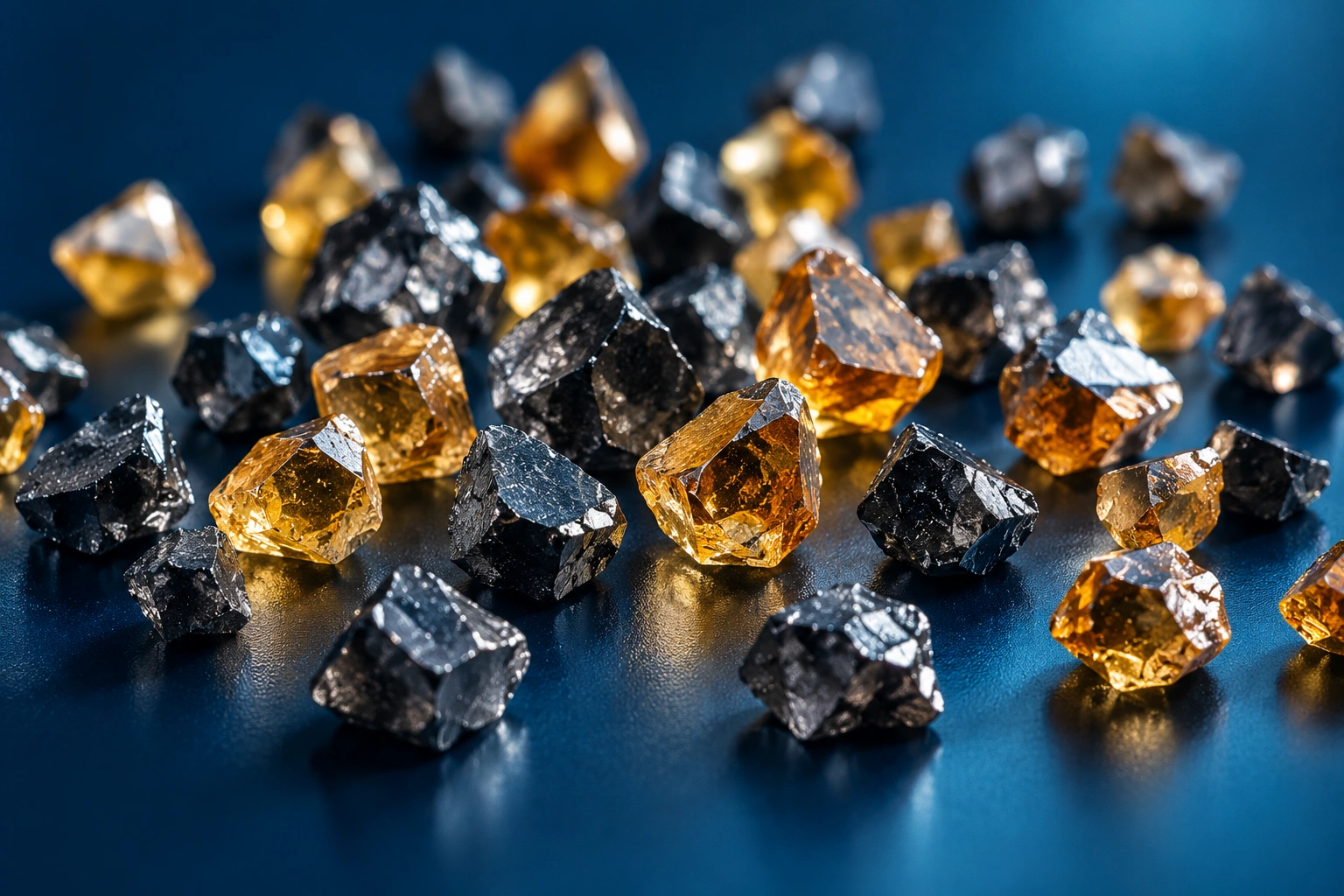 SinoDiam CBN abrasive grit, amber and dark cubic boron nitride crystals